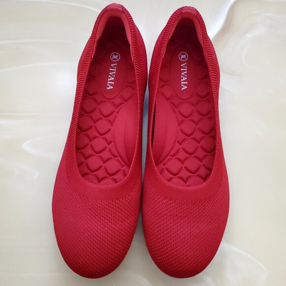 Vivaia Claire Walker Round-Toe Walking Flats in Ruby Red Size 41.5 - Picture 2 of 11